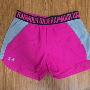 Under Armour Women's Pink and Gray Shorts